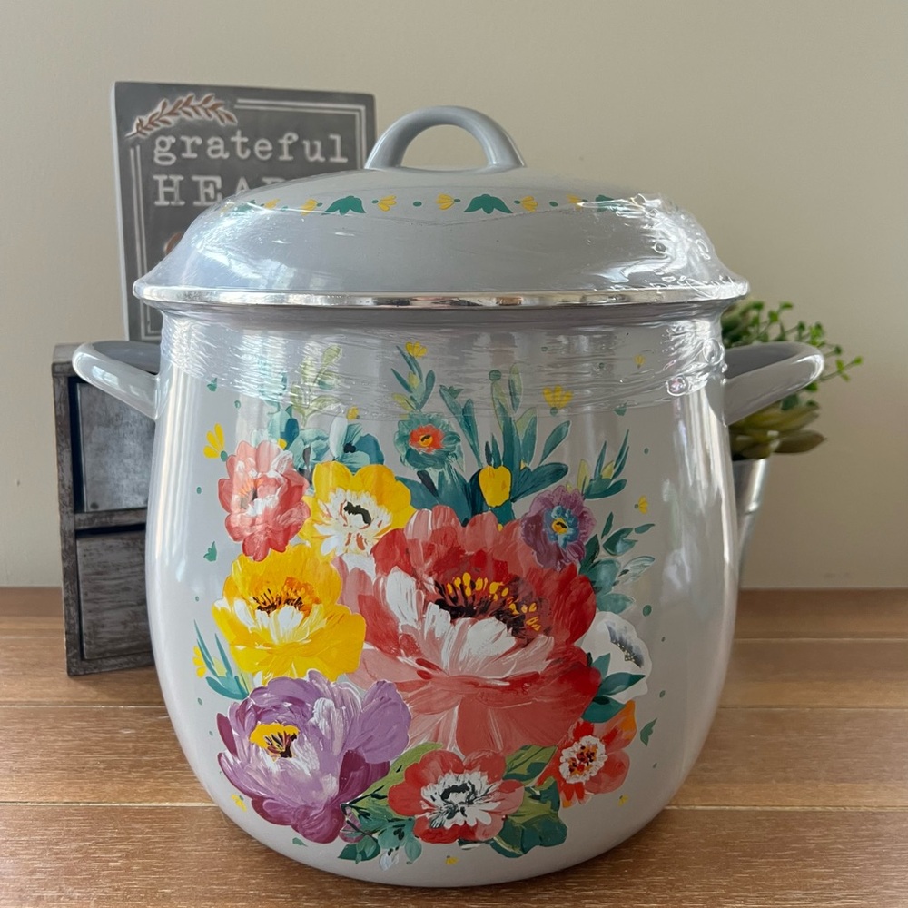New Pioneer Woman Sweet Romance 12-Quart Enamel on Steel Stock Pot Gray - Picture 1 of 7